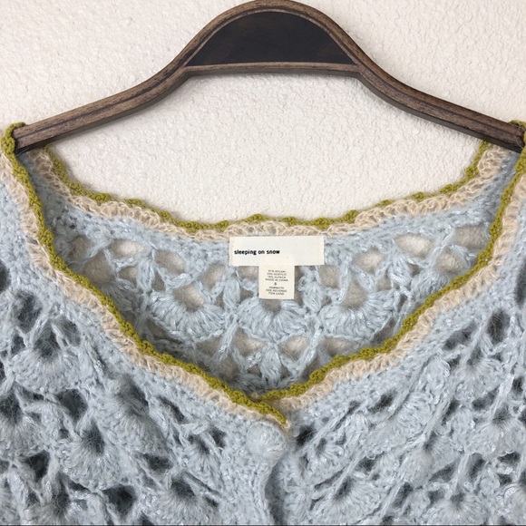 ✖️SOLD✖️•SLEEPING on SNOW• Alpaca Crochet  Sweater - Picture 3 of 8